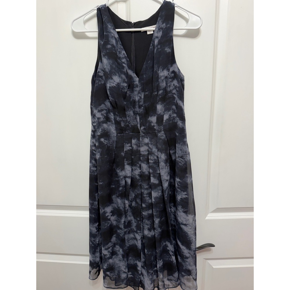Coldwater Creek Womens Black Grey Abstract Print Sleeveless V-Neck Dress Size 6